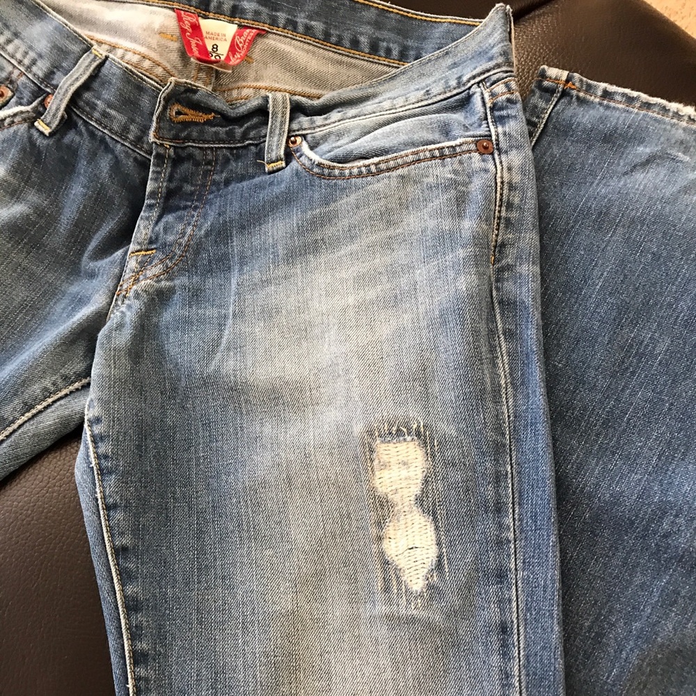 Lucky Brand Boot Cut 👢 Size 29/8 Destroyed wash stone non stretch fabric